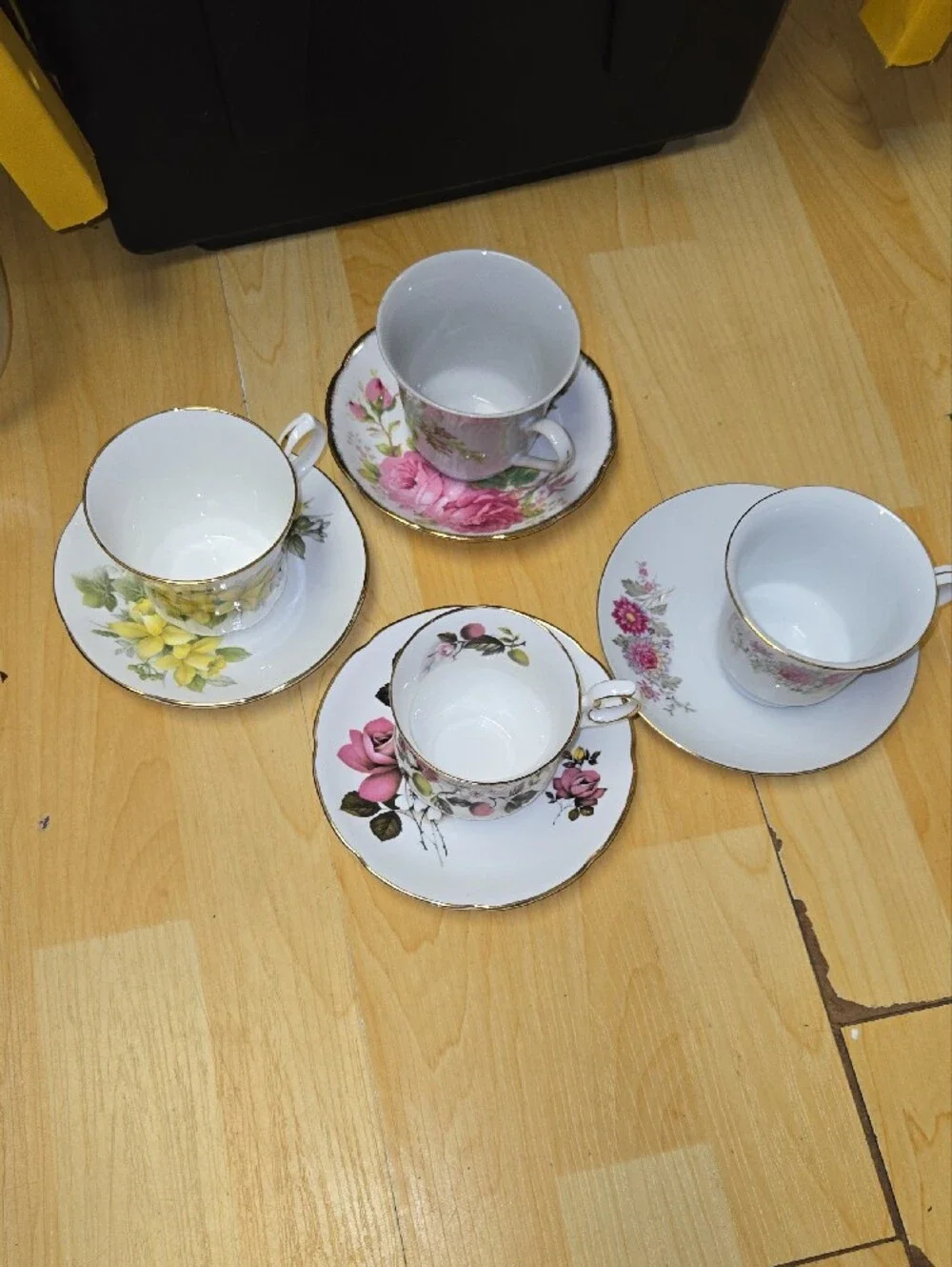 Vintage Fine Bone China Floral Teacup and Saucer Set
